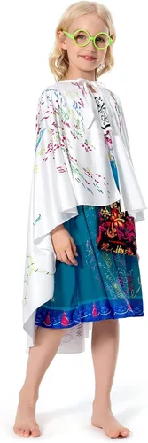 Vista 6 de Disfraz de Mirabel Madrigal para niños disfraz de Mirabel faldas de princesa capa de capa trajes de Halloween con bolsa