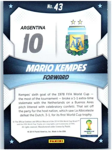 Vista 2 de 2014 Panini World Cup Prizm World Cup Stars #43 Mario Kempes Argentina Soccer Card
