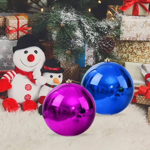 Vista 7 de Zubebe 4 piezas de adornos de bolas de Navidad extra grandes de 8" (200 mm) bolas gigantes sobredimensionadas de plástico de grado comercial