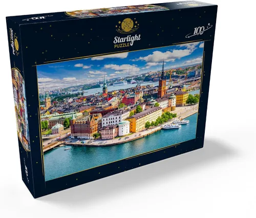 Vista 2 de MyPuzzle Stockholm Old Town (Gamla Stan) Cityscape from City Hall Square, Suecia, rompecabezas prémium de 100 piezas para adultos