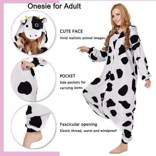 Vista 6 de SWEETXIN Pijama unisex para adultos y niños, para Halloween, Navidad, ropa de dormir, traje de cosplay para mujeres y hombres