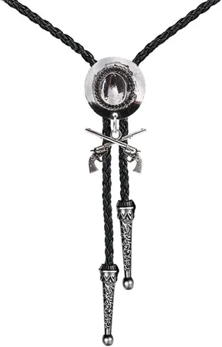 Vista 196 de Jeilwiy Corbata de bolo para hombre, corbata de vaquero occidental, collar de corbata de bolo dorado, corbata de cuero, corbata de Halloween
