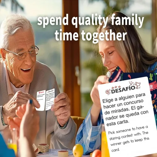Vista 4 de Juegos familiares español-inglés para fiestas Tarjetas de conversación bilingües Divertidos juegos de mesa para fiestas y entretenimiento