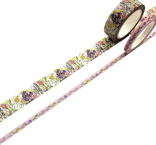 Vista 4 de Paper House Productions Carole Shiber - Juego de 2 rollos de cinta washi decorativa para álbumes de recortes y manualidades, hortensias pastel