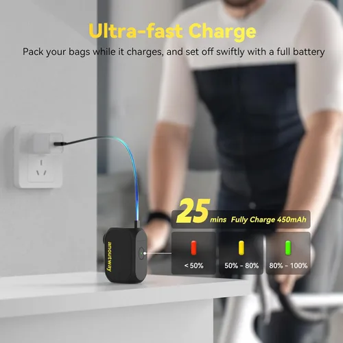 Vista 4 de Tiny Pump Bike Pump with Gauge Portable Ultra-Mini 120PSI Electric Bicycle Pump Type-C Rechargeable Battery