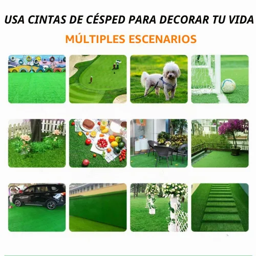 Vista 4 de Cinta de césped artificial de doble cara, 2 paquetes de 2 pulgadas x 16.5 pies, cinta de césped artificial de gran viscosidad para césped, jardín