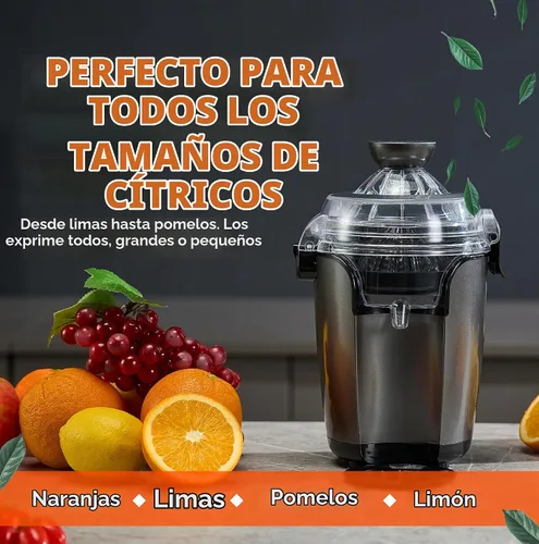 Vista 3 de Eurolux Exprimidor eléctrico de cítricos manos libres, exprimidor de limón y pomelo naranja y lima, fácil de limpiar, 2 tamaños de cono (gris)