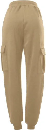 Vista 3 de Pantalones cargo para mujer, holgados, casuales, de cintura alta, pantalones deportivos con cordón, pantalones para correr, tallas S-3XL