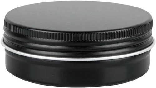 Vista 2 de Restaurantware RW Base - Cajas de almacenamiento de lata de 2 onzas, 100 cajas redondas de lata con tapas, tapas atornillables duraderas