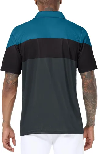 Vista 3 de Polo de golf para hombre grande y alto, ajuste seco, manga corta, impresión, rendimiento que absorbe la humedad, deportivo, casual, polo M-7XL