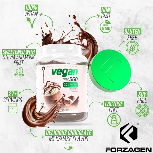 Vista 7 de Forzagen Proteína Vegana 360 2 Libras 27 Porciones, Proteína a Base de Plantas Extraída de Quinua, Arroz Integral y Proteína Aislada de Guisante