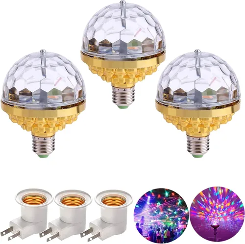 Vista 7 de Luz de bola mágica giratoria colorida, luces de fiesta, bola de discoteca, bombilla con forma de bola de discoteca de espejo, bombilla mágica