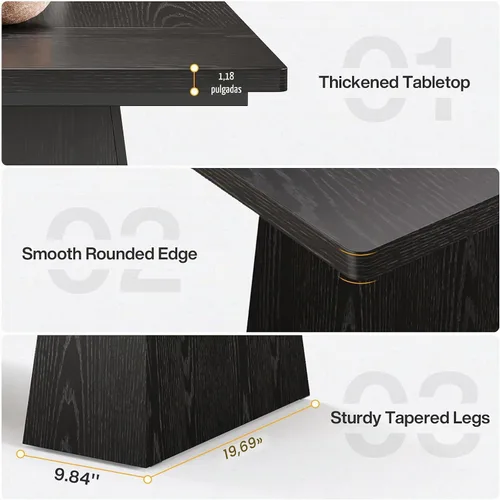 Vista 7 de Tribesigns Escritorio ejecutivo de 63 pulgadas, moderno escritorio negro para computadora de oficina con doble pedestal resistente, mesa de estudio