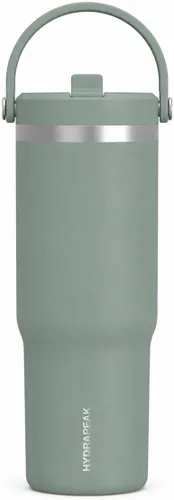 Vista 14 de Hydrapeak Nomad - Vaso de 32 onzas con asa y tapa con popote, a prueba de fugas, doble aislamiento, vaso de acero inoxidable de 32 onzas (almendra)