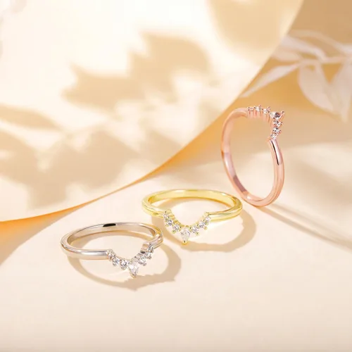 Vista 3 de Mameloly Alianzas de boda para mujer, anillos de compromiso apilables curvados y apilables con circonita cúbica de forma redonda y forma redonda