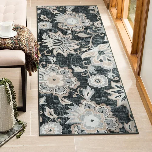 Vista 75 de Beeiva Alfombras florales de entrada, lavables para interiores, ultra fina, de 2 x 3 pies, antideslizante, para cocina, tapete de cachemira suave