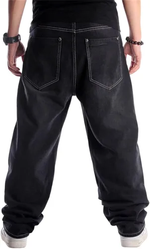 Vista 2 de Pantalones de mezclilla holgados Y2k para hombre, ajuste holgado, estilo hip hop, vintage, holgados, pantalones de mezclilla de moda para danza