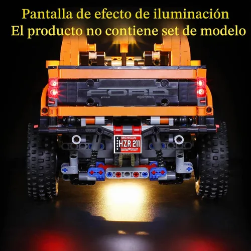 Vista 8 de GEAMENT Kit de luces LED compatible con LEGO Ford F-150 Raptor - Juego de iluminación para modelo de construcción Technic 42126