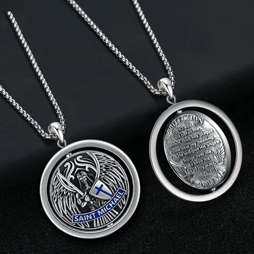 Vista 3 de StoryEtain 925 Sterling Silver St MichaelKnight TemplarVirgin Mary Medal Necklace Religious Jewelry Gifts for Men Women