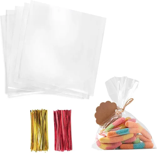 Vista 13 de Morepack Bolsas para barra de pretzel, 2 x 10 pulgadas, 200 bolsas individuales de pretzel con lazos
