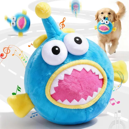 Vista 8 de Juguetes interactivos mejorados para perros, juguete para perros que se mueve automáticamente con bola que rebota chirriante y modo de grabación