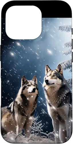 Vista 20 de Wolves Christmas Wolf Snowy Winter Forest Snowflakes Case para iPhone 16