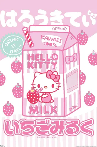 Vista 12 de Hello Kitty: 20 Kawaii Tokyo - Póster de pared con leche, 22.4 pulgadas de largo x 14.7 pulgadas de ancho, versión enmarcada de madera de granero