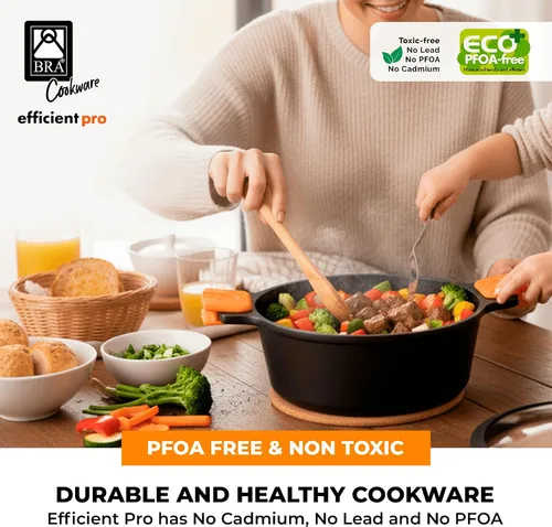 Vista 7 de BRA COOKWARE Efficient Pro Juego de utensilios de cocina de 10 piezas Aluminio fundido antiadherente 10 Pot & Pan Set w/ 2 Pots, 1 Sauté Pan, 2