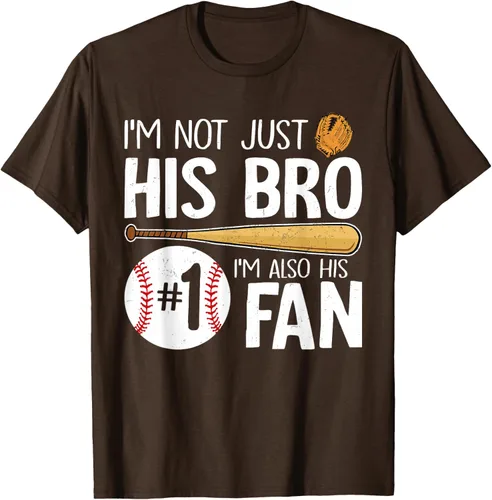 Vista 8 de Camiseta Baseball Brother I'm Not Just His Bro I'm His Number One Fan, Negro