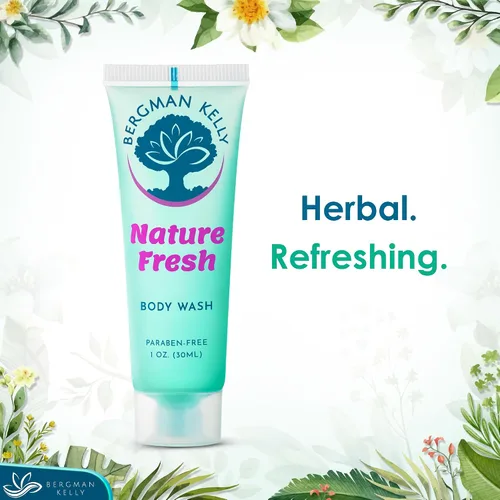 Vista 3 de BERGMAN KELLY Gel de baño de tamaño viaje (1 onza líquida, 100 unidades, Nature Fresh), deleita a tus invitados con un gel de baño refrescante