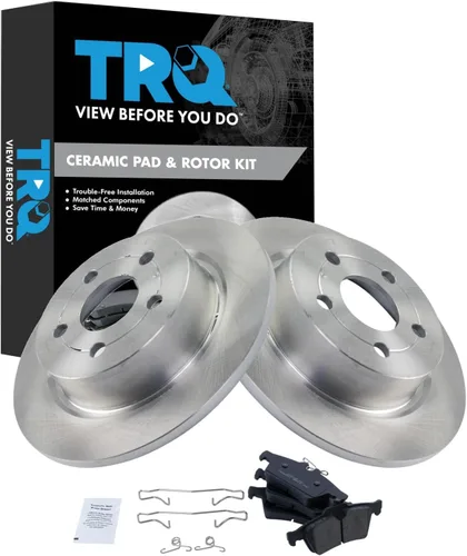 Vista 140 de TRQ Juego de pastillas de freno y rotor de cerámica trasera compatible con Honda Accord V6 1998-02 3.0L con frenos de disco traseros 02-06 Acura RSX