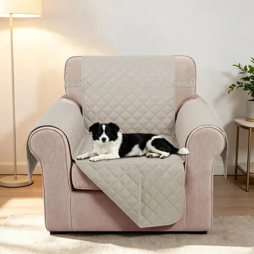Vista 2 de Fundas para Silla Reclinable Reversibles Funda de Sofá para Mascotas Protector de Muebles Lazy Boy (Silla 23'', Beige/Beige)