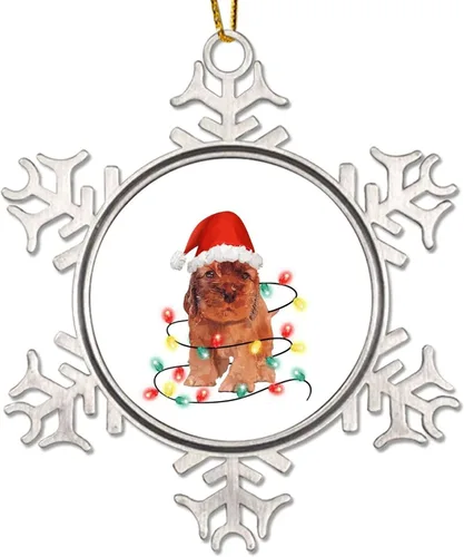 Vista 15 de Decoración de árbol de Navidad de metal con copo de nieve para perro, adorno de Navidad para perro, adorno de Navidad de feliz Navidad, sombrero