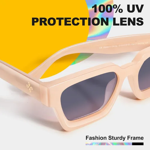 Vista 18 de VISOONE Moda 100% UV400 Protección Rectángulo TR90 Y2K Gafas de sol Accesorios para Mujeres Hombres RIVER, Transparente/Gris Rosa