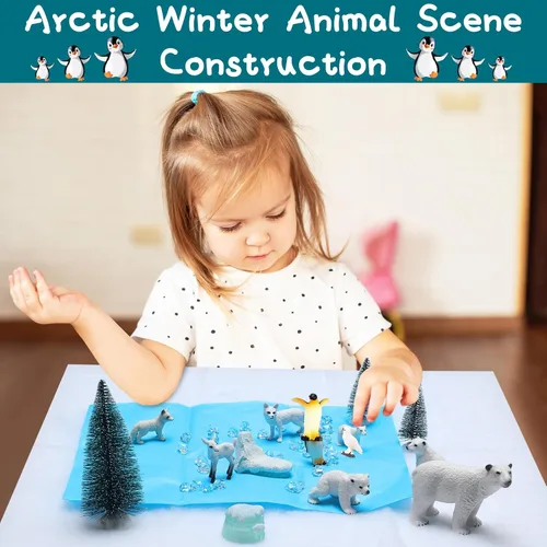 Vista 4 de Conjunto de proyectos escolares de animales polares, kit de suministros de diorama, juguetes de figurilla, modelo de proyecto de diorama, juguetes