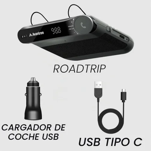 Vista 7 de Avantree Roadtrip - Altavoz Bluetooth para automóvil y transmisor FM inalámbrico 2 en 1 para transmitir audio del teléfono celular al altavoz
