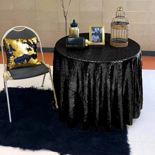 Vista 74 de Mantel de lentejuelas color azul bebé de 50" Cubierta de mesa con purpurina redonda color azul claro de lentejuelas metálicas Sobremanteles de mesa