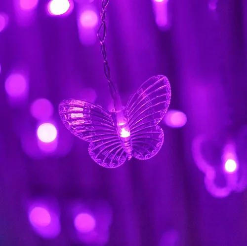 Vista 4 de Luces de Hadas de Cortina de Mariposa con Enchufe USB, 8 Modos 96 LED 11.5 Pies Luces de Cadena Centelleantes de Luciérnaga para Ventana