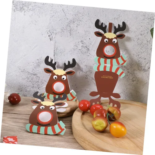 Vista 7 de DOITOOL 25 tarjetas de papel de piruleta de Navidad, alce, reno, caramelo, decoración de ciervos, piruletas, titular de dulces, suministros