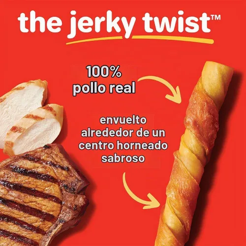 Vista 2 de Hartz Oinkies Jerky Twists con cerdo ahumado naturalmente y pechuga de pollo real, masticables para perros altamente digeribles de larga duración, 8