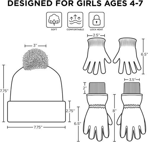 Vista 7 de Disney girls Winter Hat With Knit Mittens Set and Insulated Ski Ages 2-4 Or Frozen Knit Gloves and Glove Set Age 4-7