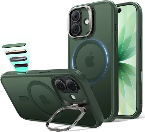 Vista 64 de ESR Funda para iPhone 13 Pro, compatible con MagSafe, protección de grado militar a prueba de golpes, soporte de anillo de cámara integrado, funda