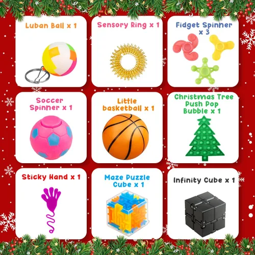 Vista 2 de HelloJoy Calendario de Adviento de Navidad 2025 para niños y niñas, calendario de cuenta regresiva de 24 días, juego de juguetes sensoriales