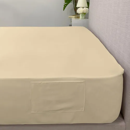Vista 2 de Ambesonne Sábana bajera ajustable con bolsillo lateral, paquete de 2, moderna funda de cama de color sólido con bolsillo profundo elástico completo