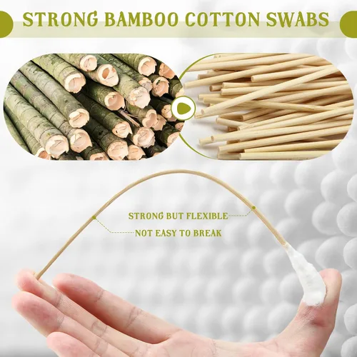 Vista 3 de Zhehao 300 hisopos de algodón grandes de 8 pulgadas con mango de bambú, aplicadores de punta de algodón extra largos de gran tamaño con hisopos
