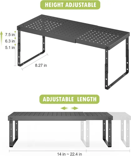 Vista 3 de RUILALIFE Estante organizador de gabinete expandible con altura ajustable, estante organizador de encimera de cocina apilable, elevador de estante