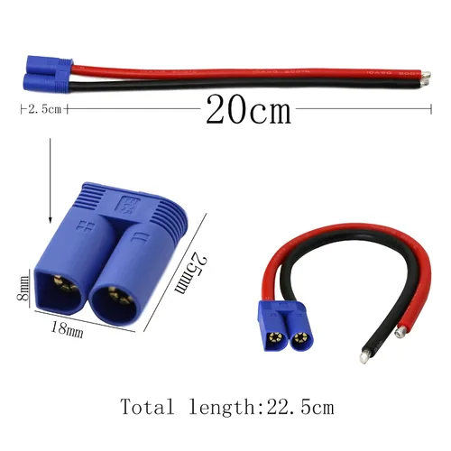 Vista 4 de EC5 Adaptador de cable macho, EC5 macho conector banana con 7.9 in 10 awg de silicona (paquete de 2 unidades)