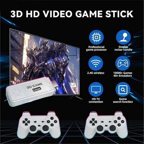 Vista 2 de Y6 Game Stick Retro Videojuegos Consola 4K 128G 10000 juegos Stick con 2.4G Controladores inalámbricos Salida HD Máquina de Juego Portátil Regalo
