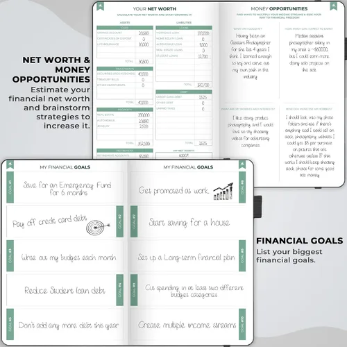 Vista 5 de Clever Fox Planificador de presupuesto bi semanal - Libro organizador financiero sin fecha - Rastreador de gastos, cuaderno de presupuestos y Negro