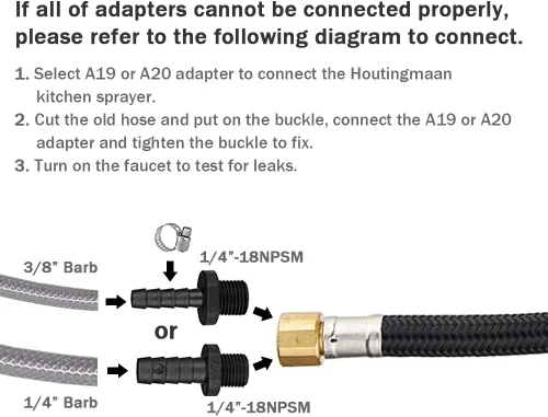 Vista 3 de Pulverizador de fregadero de cocina, rociador lateral Houtingmaan de repuesto, cabezal de rociador, cabezal rociador de fregadero, 17 adaptadores